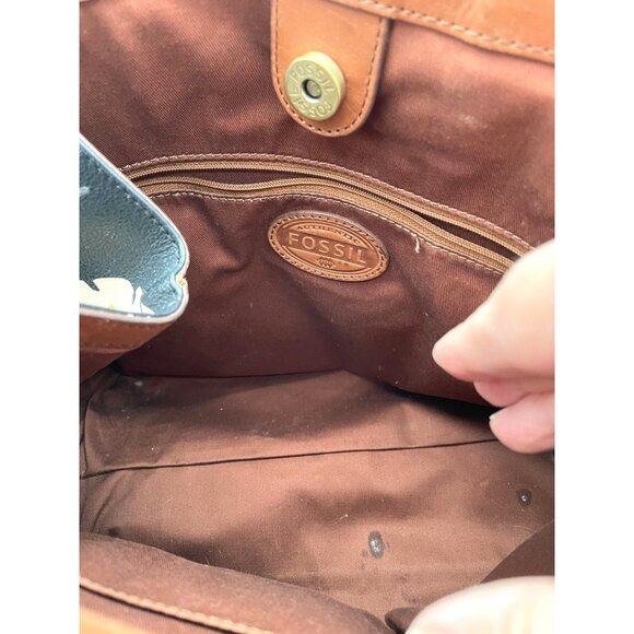 Vtg. Fossil Vinyl Leather Large Floral Rachel Tote Shoulder Bag w Matching Makeu - Picture 4 of 12